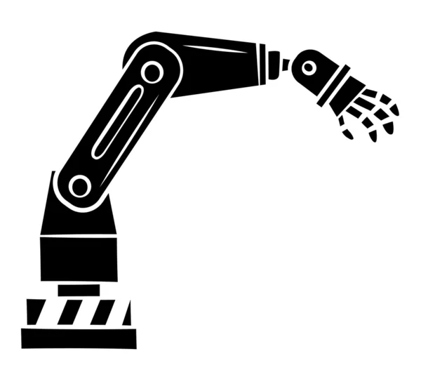 Schwarze Silhouette: Roboterhand-Technologie — Stockvektor