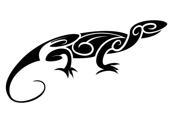 Black Silhouette : Lizard Tribal Tattoo — Stock Vector