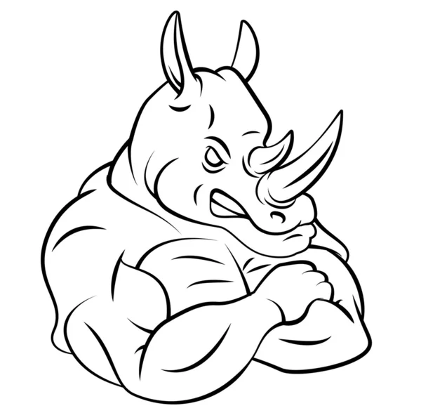 Rhino sterke mascotte — Stockvector