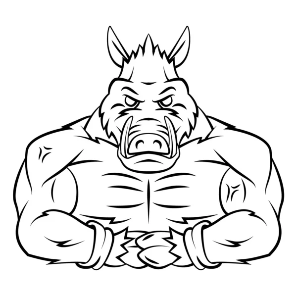 Wild Boar Strong Mascot — Stock Vector