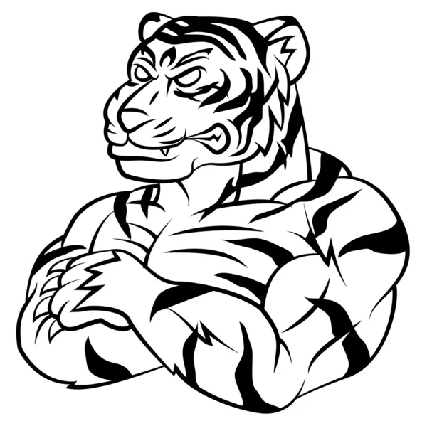 Tigre fuerte mascota — Vector de stock