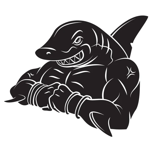 Shark Strong Mascot Tattoo — Stock Vector