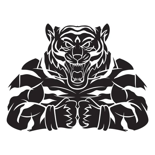 Tiger Strong Mascot Tattoo — Stock Vector