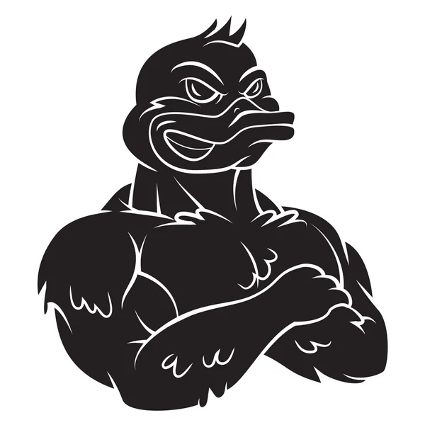 Duck Strong Mascot Tattoo — Stock Vector