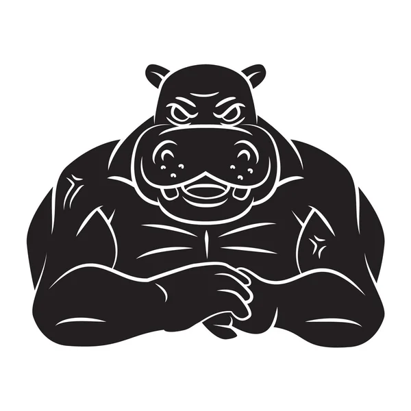 Hipopotam mocny maskotka tatuaż — Wektor stockowy