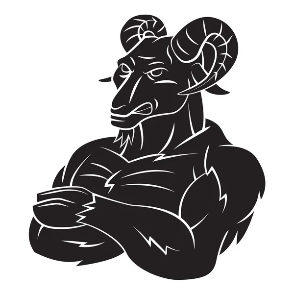 Ram Sheep Strong Mascot Tattoo — Stock Vector