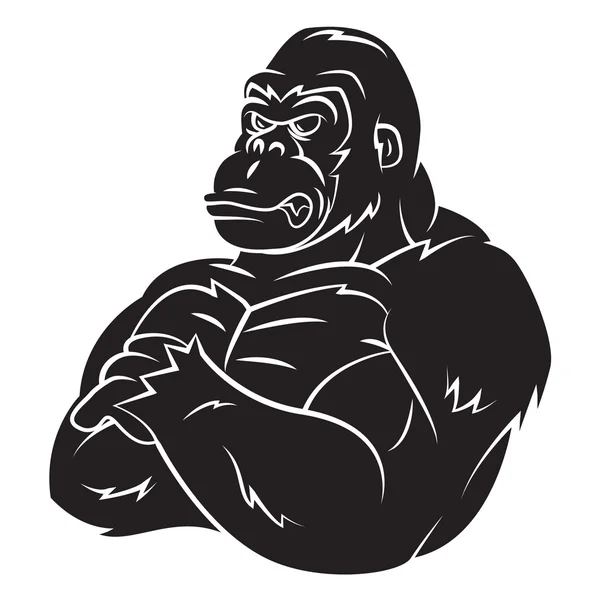 Gorilla Strong Mascot Tattoo — Stock Vector