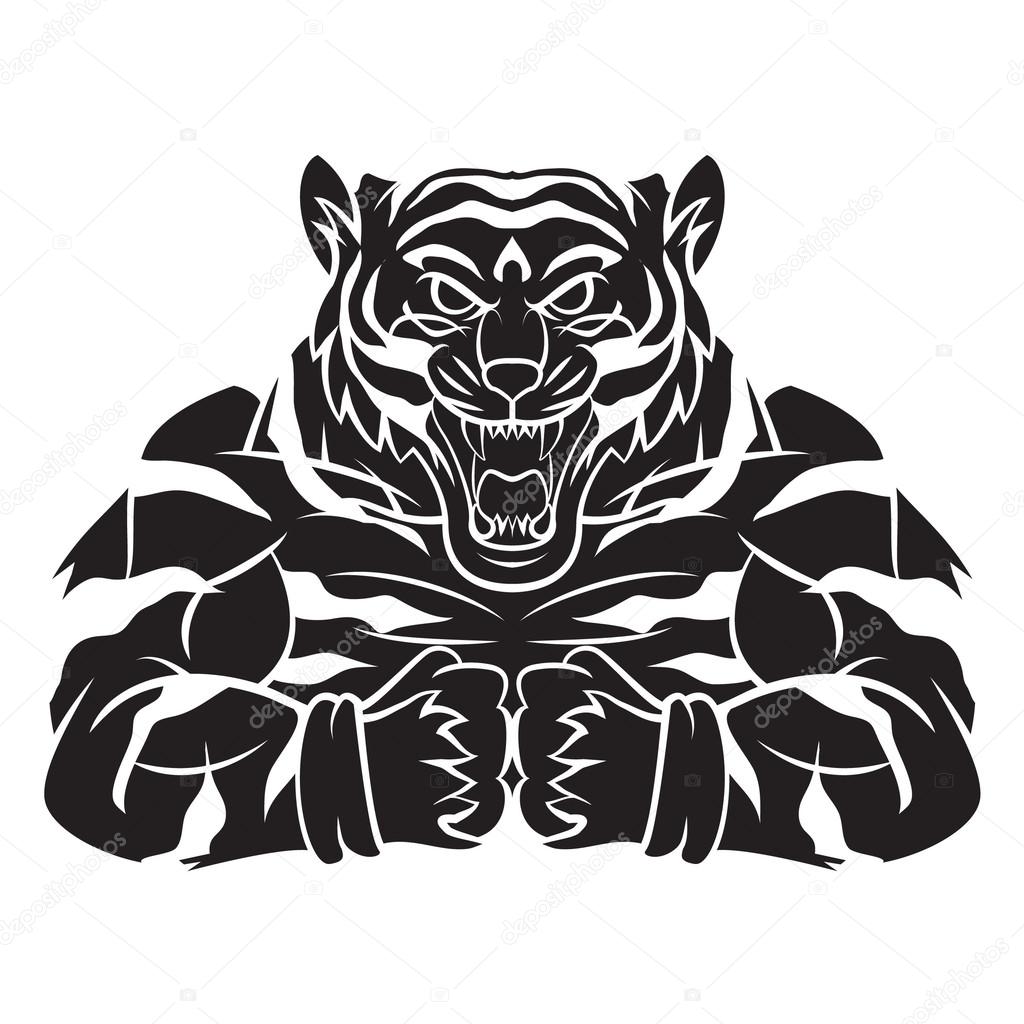 Tiger Strong Mascot Tattoo