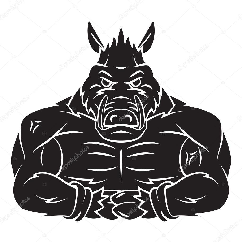 Wild Boar Strong Mascot Tattoo