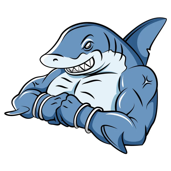 Shark Strong Mascot — Stock Vector