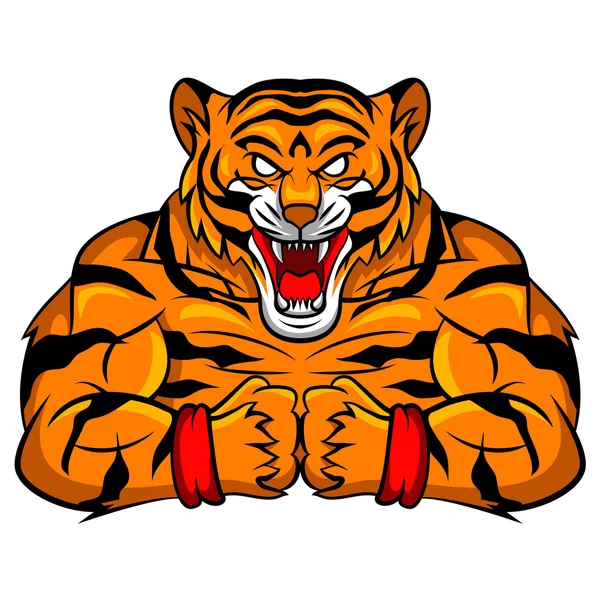 Tigre fuerte mascota — Vector de stock