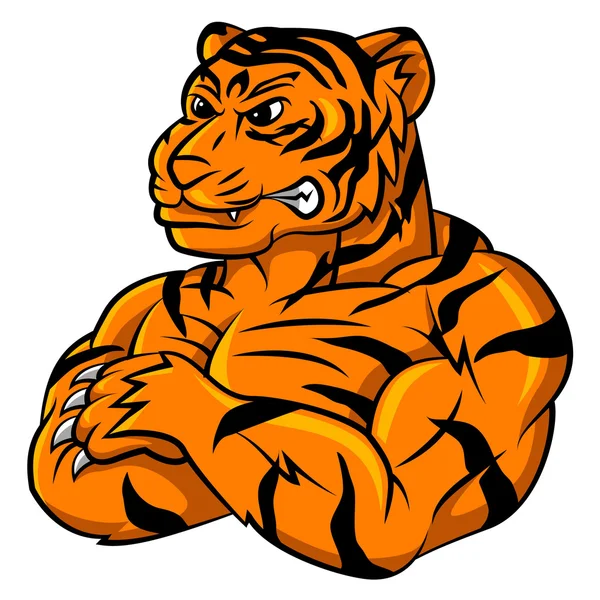 Tigre forte mascote — Vetor de Stock