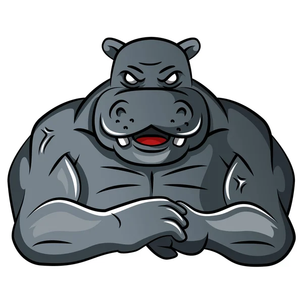 Mascotte forte hippopotame — Image vectorielle