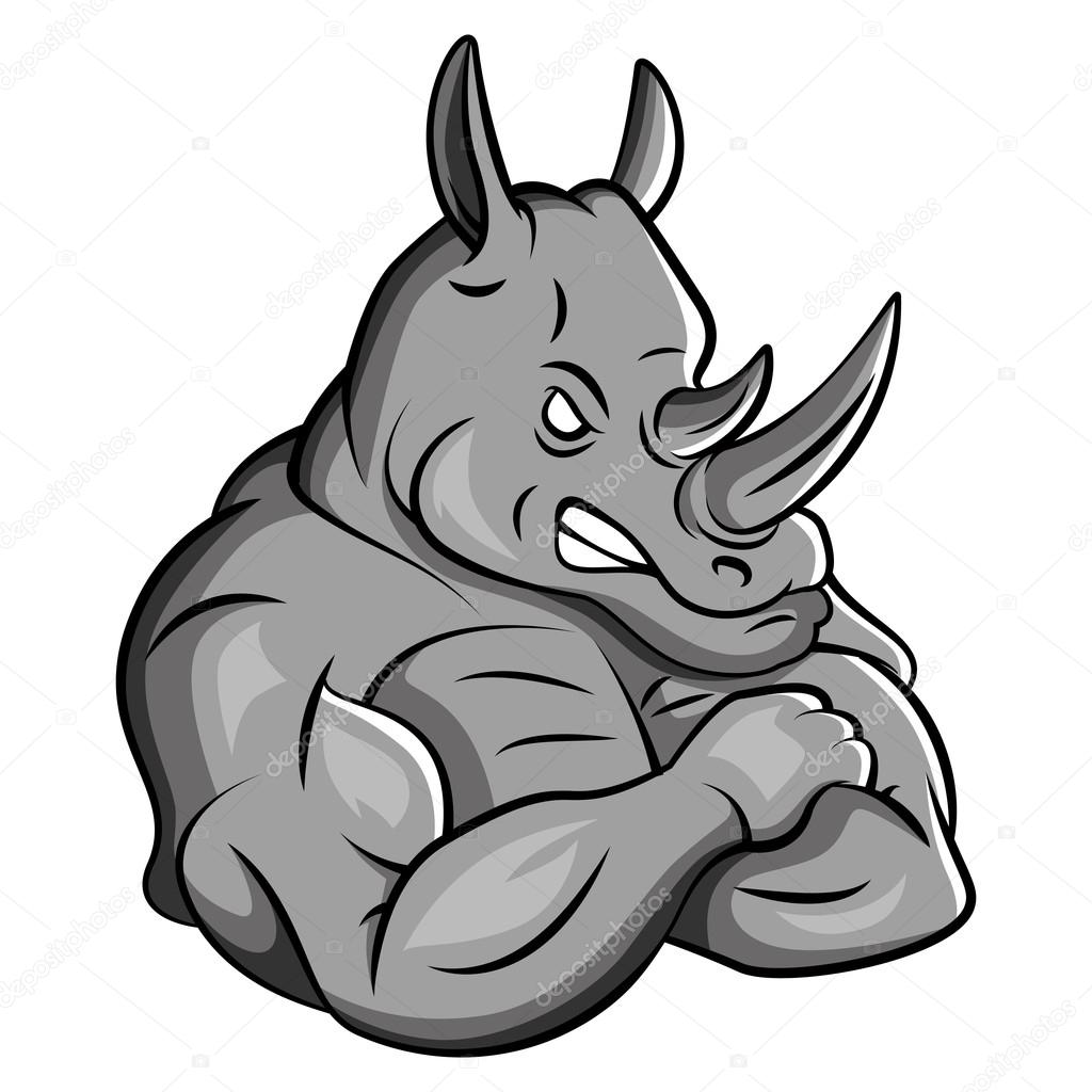Rhino Strong Mascot Stock Vector by ©funwayillustration 64136235