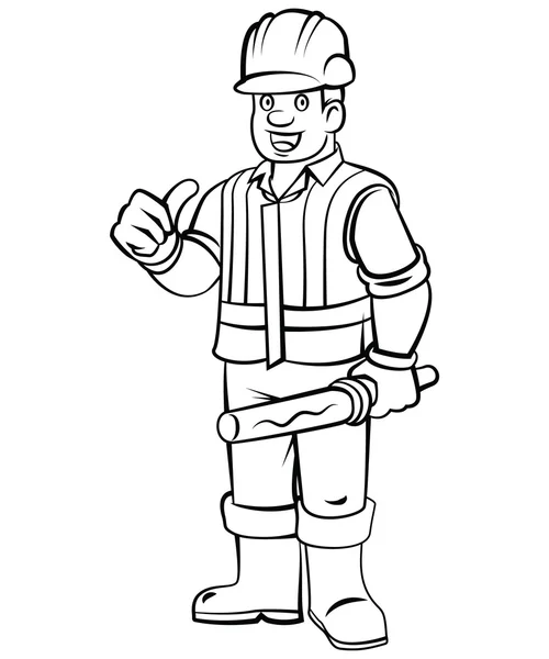 Trabajador de la construcción sobre fondo blanco — Vector de stock