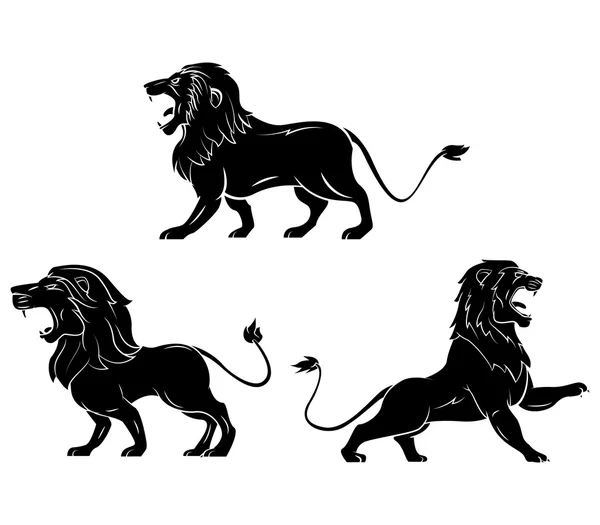 Colección de conjuntos de leones — Vector de stock