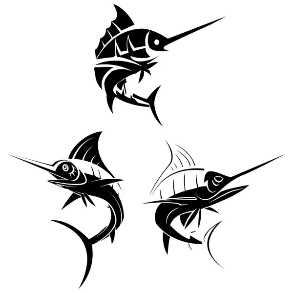 Marlin Fisch Symbol Set — Stockvektor