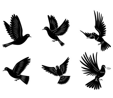 Uçan güvercinler koleksiyonu ayarla