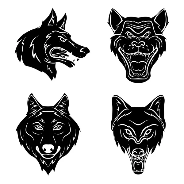 オオカミの頭部の入れ墨 — ストックベクタ