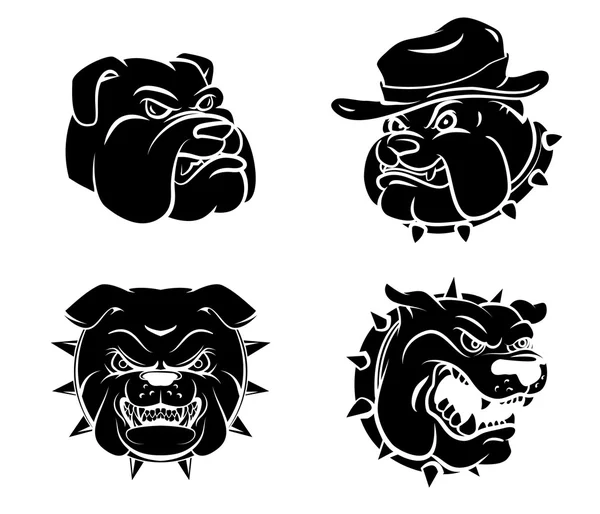 Hond tattoo hoofden set — Stockvector