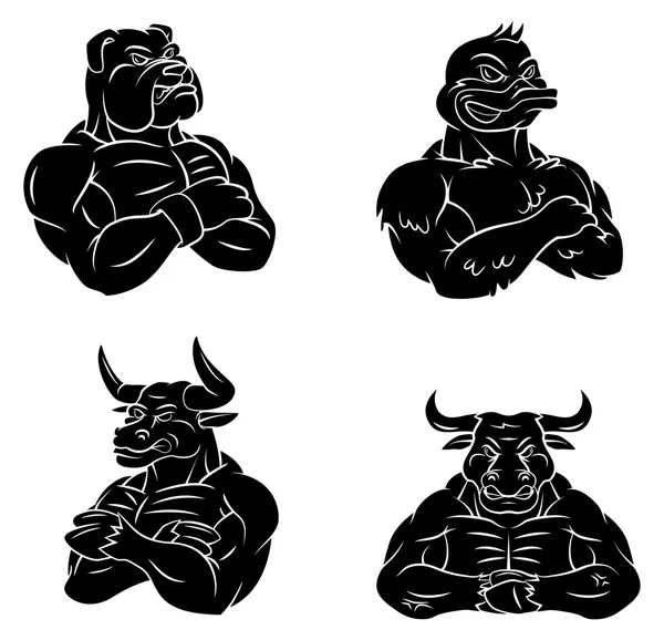 Bulldog,Duck and Bulls  Collection — Stock Vector