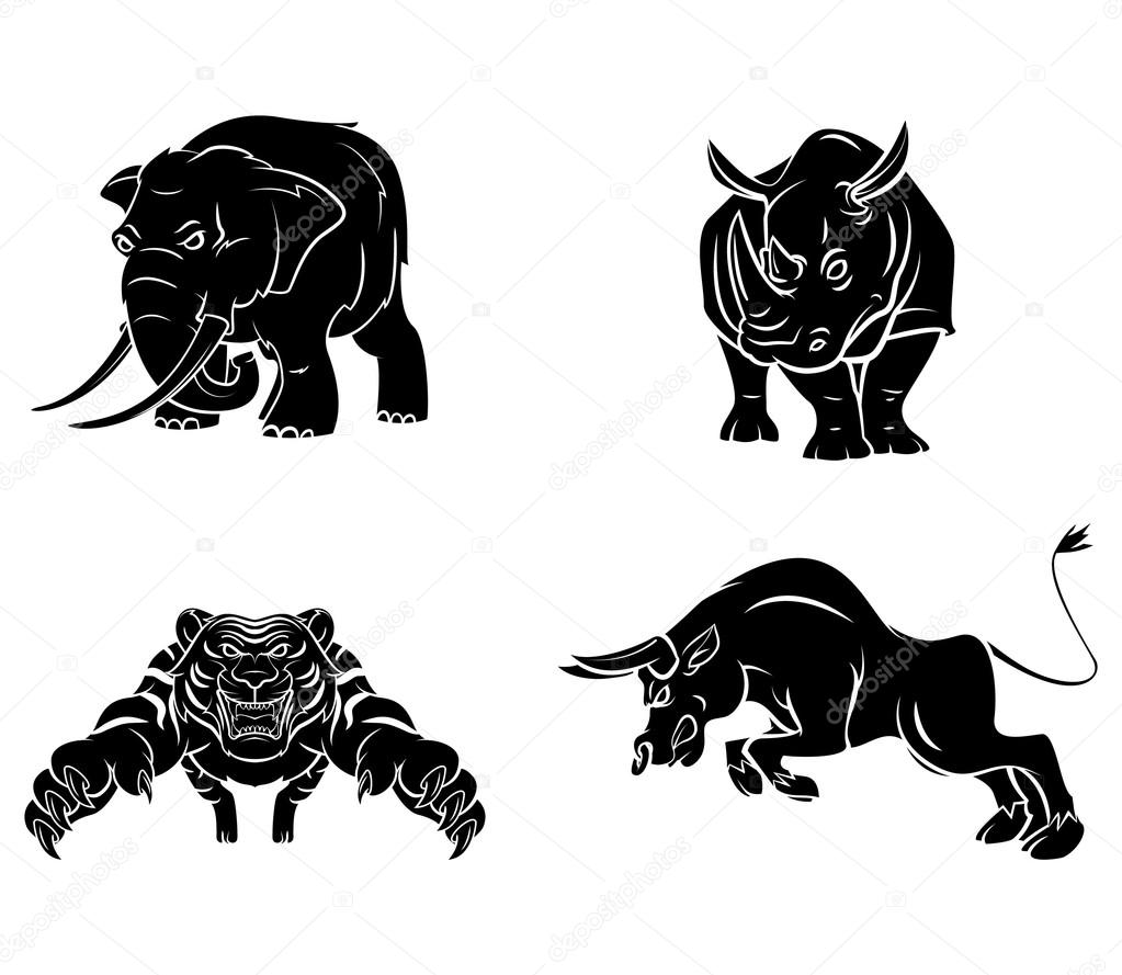 Elephant,Rhino,Tiger and Bull Collection