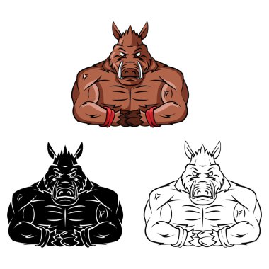 Wild Boars Strong Mascot clipart