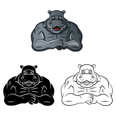 Hippos strong mascot clipart