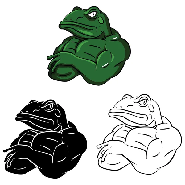 Frogs Strong Mascots — Stock Vector