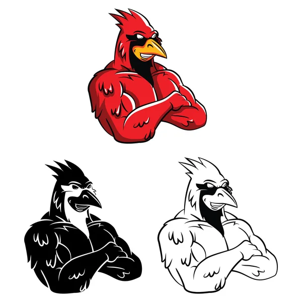 Kardinaal vogels mascotte — Stockvector