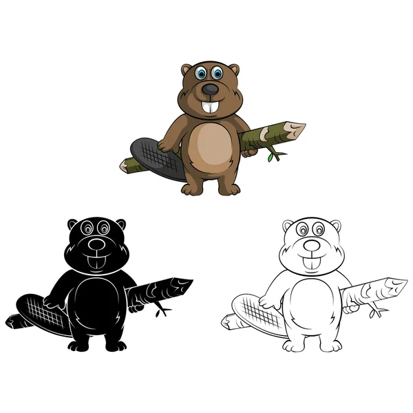 Coleção dos desenhos animados Beavers — Vetor de Stock