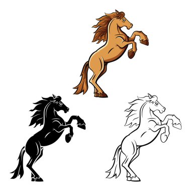Coloring book Horse Stand cartoon character clipart