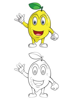 Kitap limon portakal gülümseme çizgi film karakteri boyama