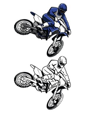 Coloring book moto cross cartoon character clipart