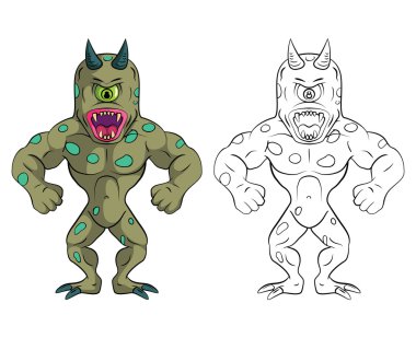 Kitap bir göz canavar çizgi film karakteri boyama