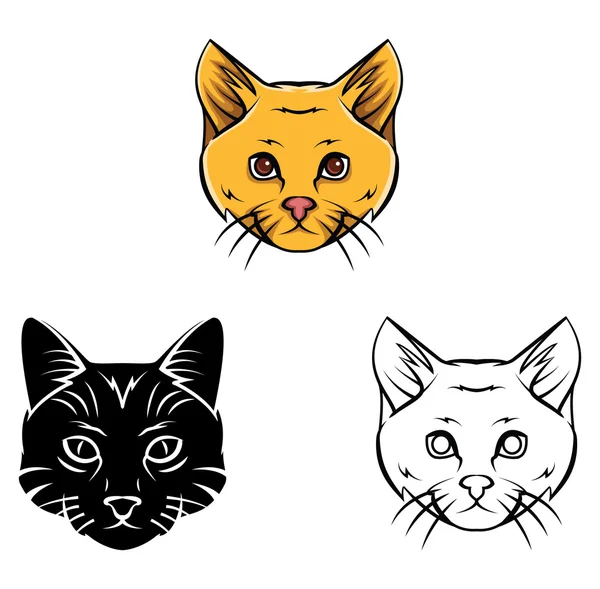 Χρωματίζοντας βιβλίο γάτα κεφάλι χαρακτήρα κινουμένων σχεδίων — Διανυσματικό Αρχείο