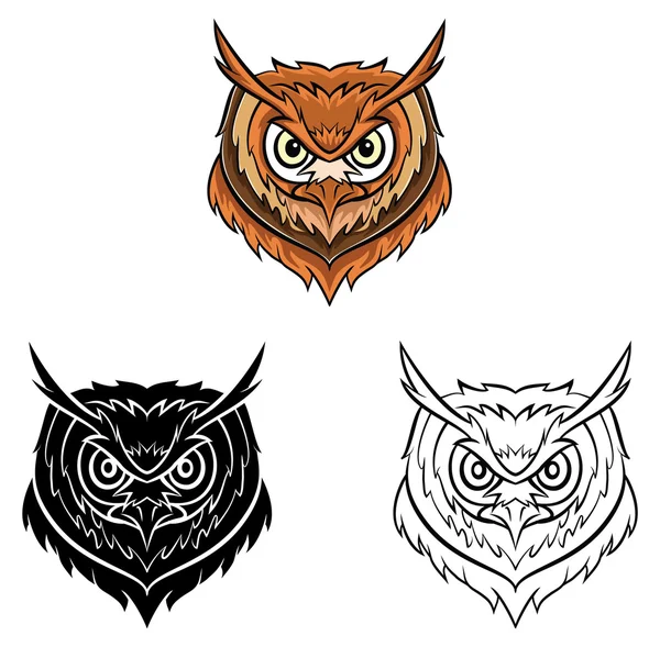 Livre de coloriage Owl tête personnage de dessin animé — Image vectorielle