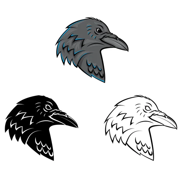 Livro para colorir Raven Head personagem de desenho animado —  Vetores de Stock