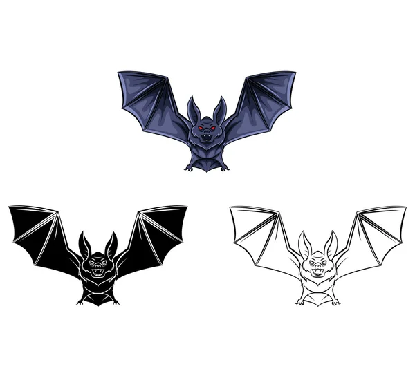 Boek Bat Tattoo stripfiguur kleuren — Stockvector