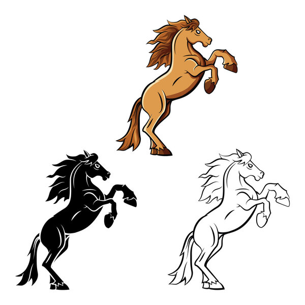 Coloring book Horse Stand cartoon character