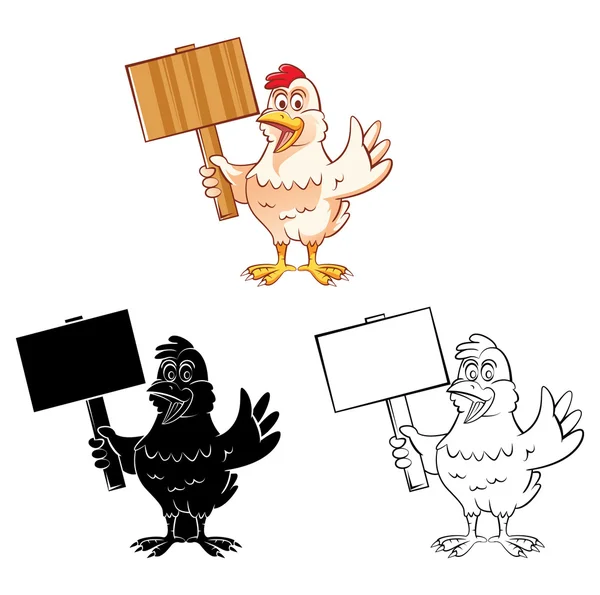 Coloring book Chicken Mascot cartoon character — Stock Vector