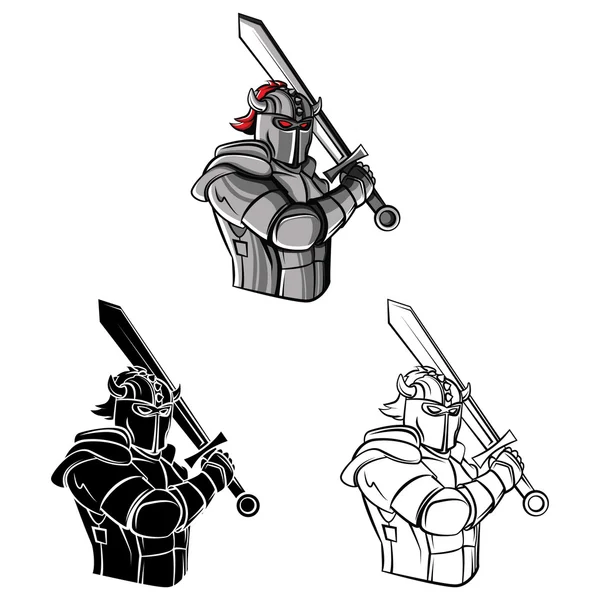 Kolorowanie książki Knight wojownik postać z kreskówki — Wektor stockowy