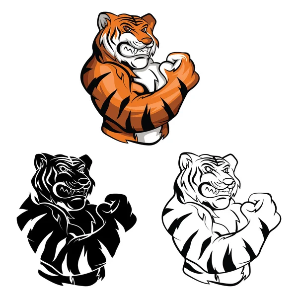 Libro para colorear Tiger Mascota personaje de dibujos animados — Vector de stock