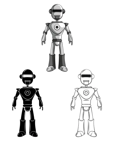 Coloring book Robot cartoon character — Stock Vector