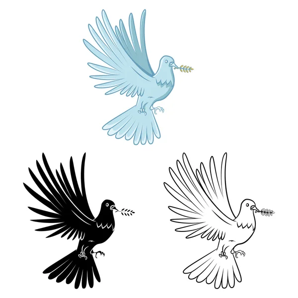Coloring book Dove cartoon character — Stock Vector