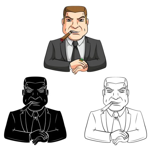 Livre à colorier Big Boss personnage de dessin animé — Image vectorielle