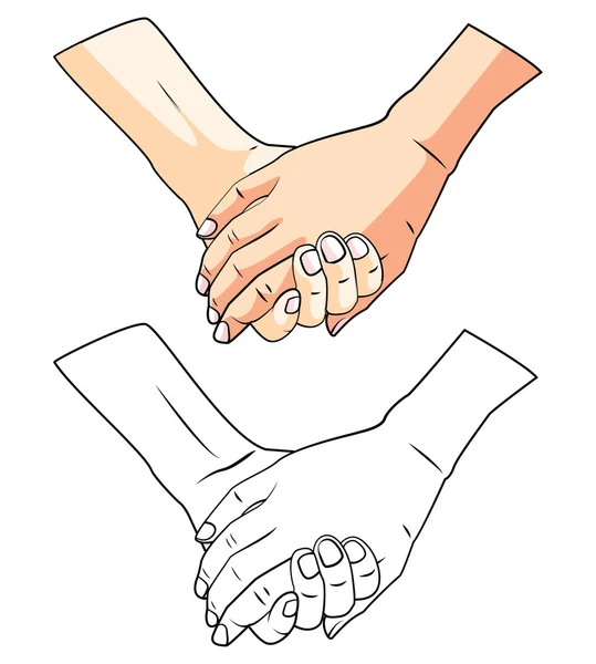 Malbuch Beziehung Hand Cartoon-Figur — Stockvektor