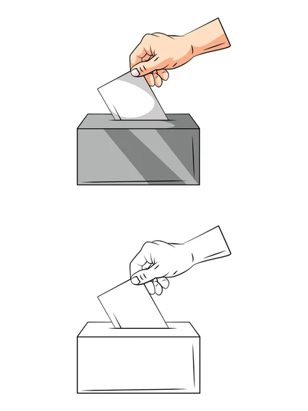 Coloring book Vote Hand cartoon character — Stock Vector