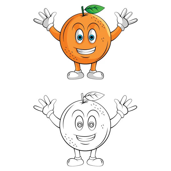 Livro para colorir Laranja Sorriso personagem dos desenhos animados — Vetor de Stock