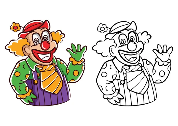 Libro da colorare Clown personaggio dei cartoni animati — Vettoriale Stock